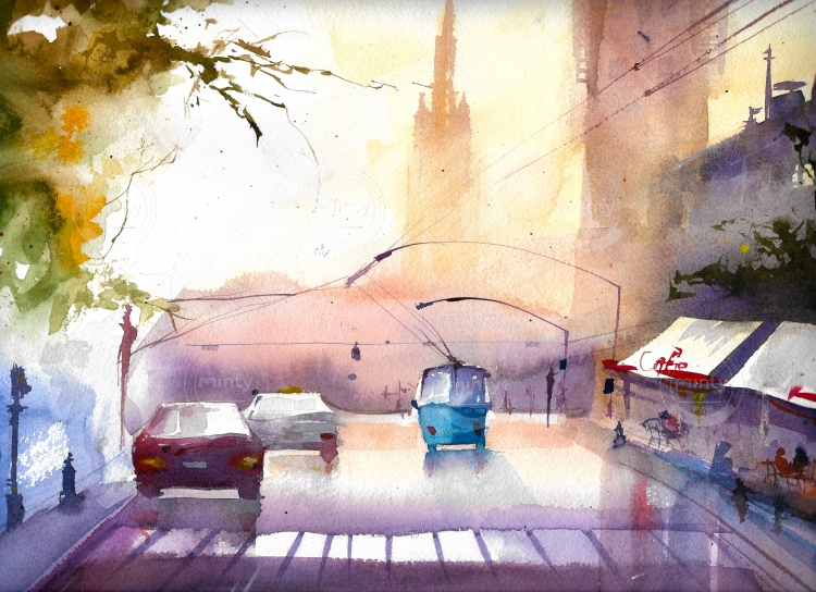 Watercolor City 1