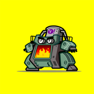 Yahoo Sumo Wrestler science fiction robot, animated GIF editorial spot illustration