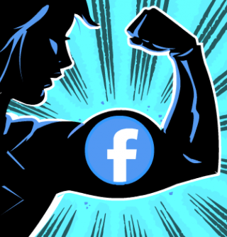 Facebook Comic Social Media Superhero, animated GIF editorial spot illustration