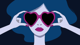 Girl with Heart Sunglasses