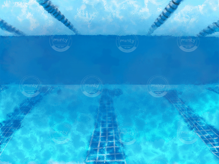 The white cat in the swim cap and swim glass is diving into the pool