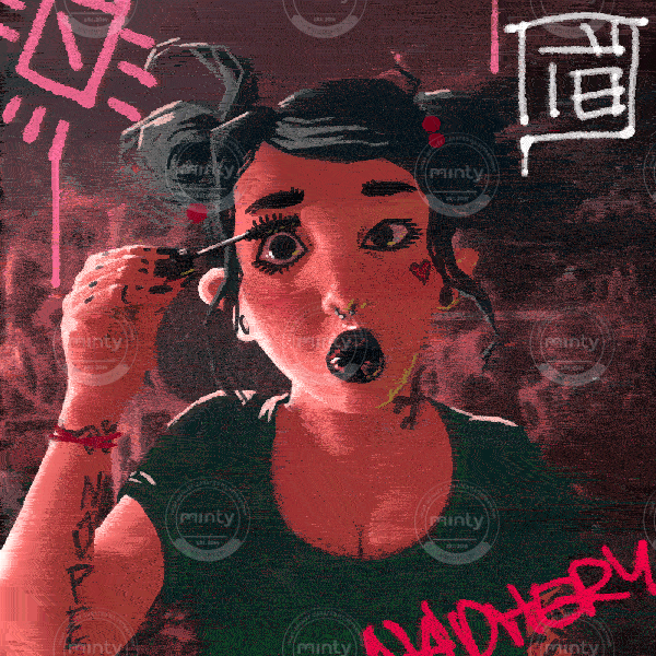 Punk girl doing her makeup