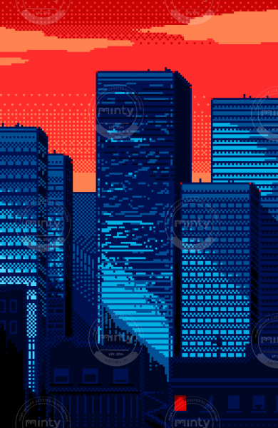 New York City Pixelated in Sunset